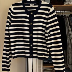 J. Crew Black and White Striped Cardigan
